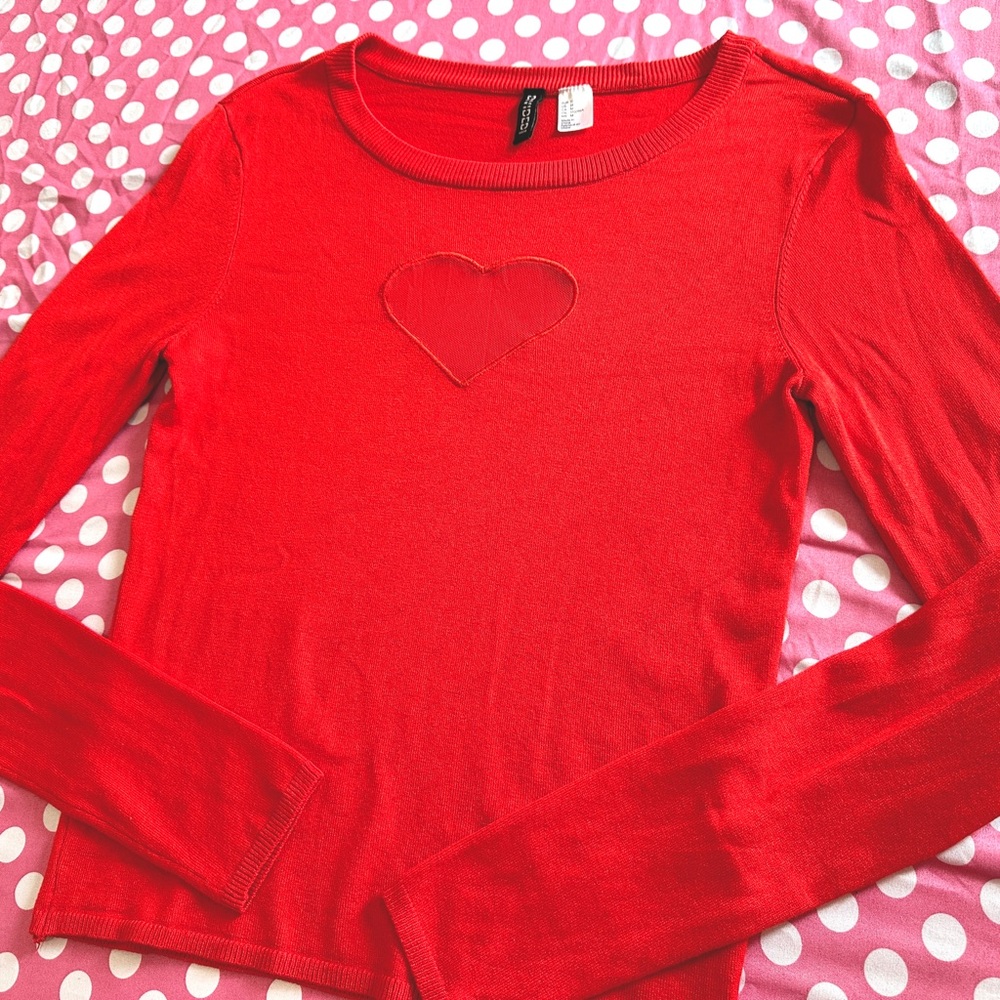 Divided H&M Mesh Heart Cutout Sweater